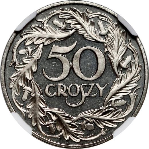 Rewers monety - PRÓBA 50 groszy 1923 WJ Nikiel Lustrzany - cena  monety - Polska, II Rzeczpospolita