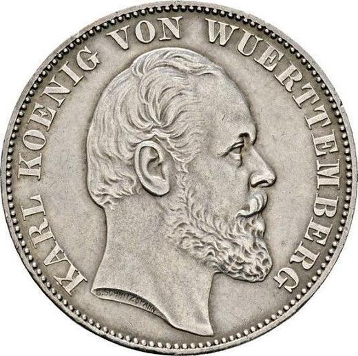 Аверс монеты - Талер 1870 года - цена серебряной монеты - Вюртемберг, Карл I