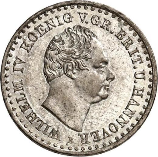 Аверс монеты - 1/12 талера 1834 года B - цена серебряной монеты - Ганновер, Вильгельм IV