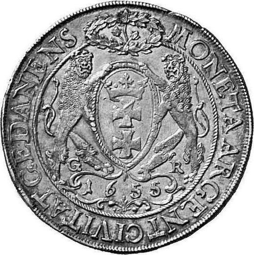 Реверс монеты - Талер 1655 года GR "Гданьск" - цена серебряной монеты - Польша, Ян II Казимир
