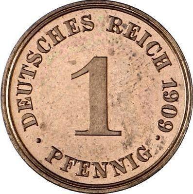 Аверс монеты - 1 пфенниг 1909 года J "Тип 1890-1916" - цена  монеты - Германия, Германская Империя