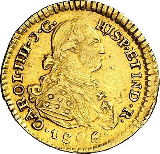 Аверс монеты - 1 эскудо 1806 года P JT - цена золотой монеты - Колумбия, Карл IV
