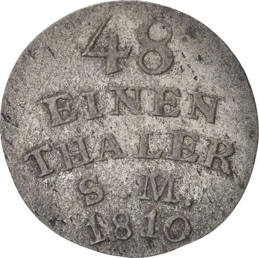 Reverso 1/48 tálero 1810 - valor de la moneda de plata - Sajonia-Weimar-Eisenach, Carlos Augusto