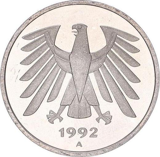 Реверс монеты - 5 марок 1992 года A - цена  монеты - Германия, ФРГ