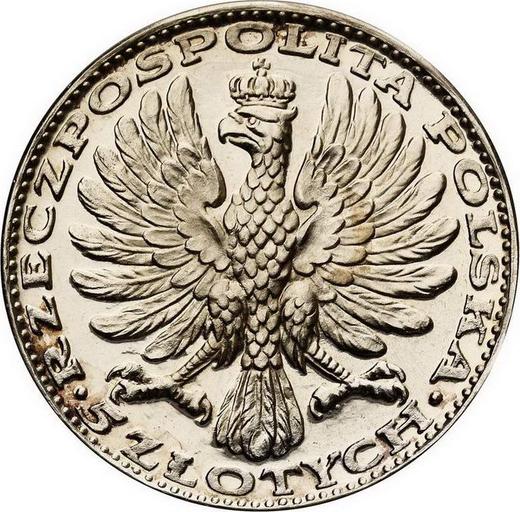 Аверс монеты - Пробные 5 злотых 1928 года "Ченстоховская икона Божией Матери" Серебро - цена серебряной монеты - Польша, II Республика