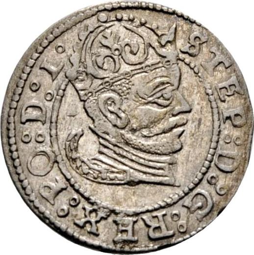 Obverse 1 Grosz 1583 "Riga" - Silver Coin Value - Poland, Stephen Bathory