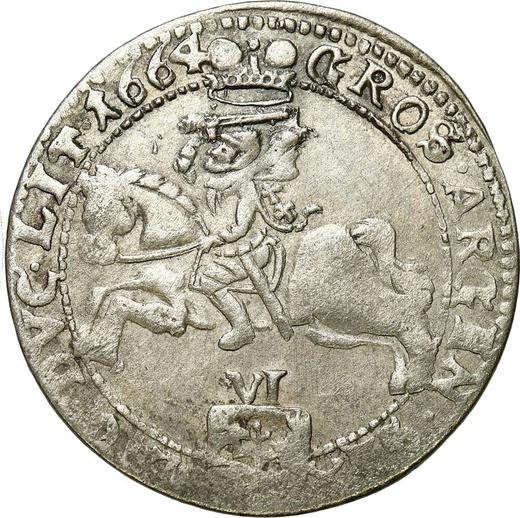 Rewers monety - Szóstak 1664 TLB "Litwa" - cena srebrnej monety - Polska, Jan II Kazimierz