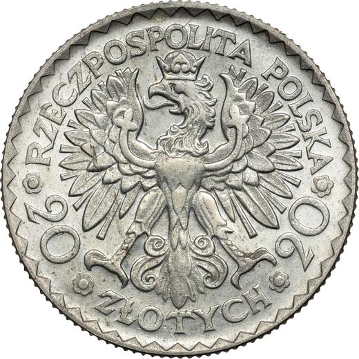 Anverso Pruebas 20 eslotis 1925 "Boleslao I el Bravo" Alpaca - valor de la moneda  - Polonia, Segunda República
