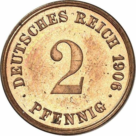 Аверс монеты - 2 пфеннига 1906 года G "Тип 1904-1916" - цена  монеты - Германия, Германская Империя