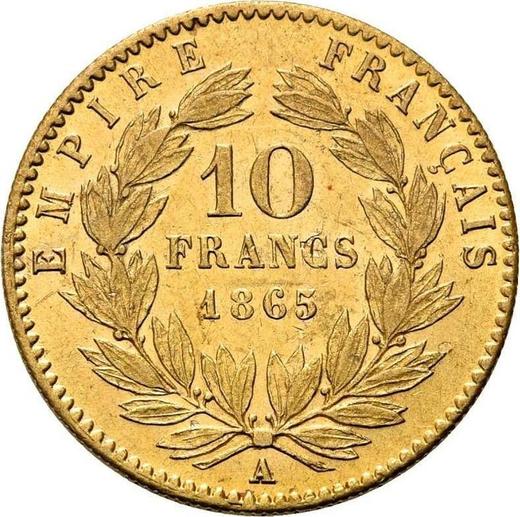 Reverse 10 Francs 1865 A "Type 1861-1868" Paris - France, Napoleon III