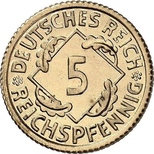 Аверс монеты - 5 рейхспфеннигов 1925 года F - цена  монеты - Германия, Bеймарская республика