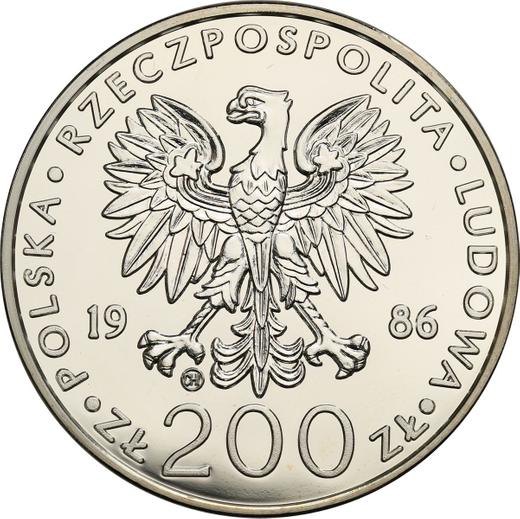 Аверс монеты - 200 злотых 1986 года CHI "Иоанн Павел II" Серебро - цена серебряной монеты - Польша, Народная Республика