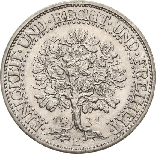 Reverso 5 Reichsmarks 1931 E "Roble" - valor de la moneda de plata - Alemania, República de Weimar
