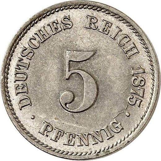 Anverso 5 Pfennige 1875 F "Tipo 1874-1889" - valor de la moneda  - Alemania, Imperio alemán