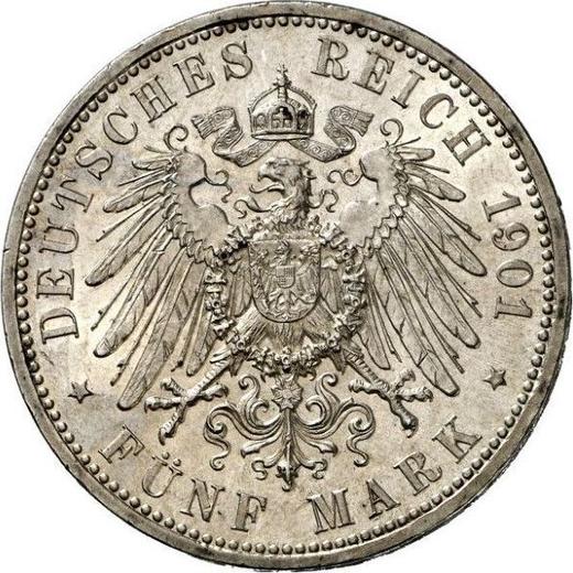 Rewers monety - 5 marek 1901 A "Oldenburg" - cena srebrnej monety - Niemcy, Cesarstwo Niemieckie