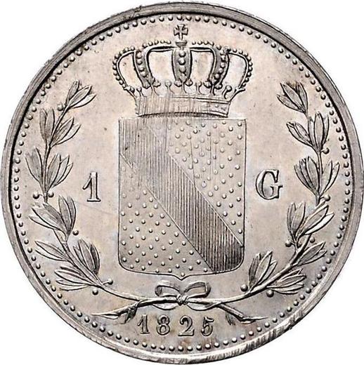 Reverso 1 florín 1825 - valor de la moneda de plata - Baden, Luis I