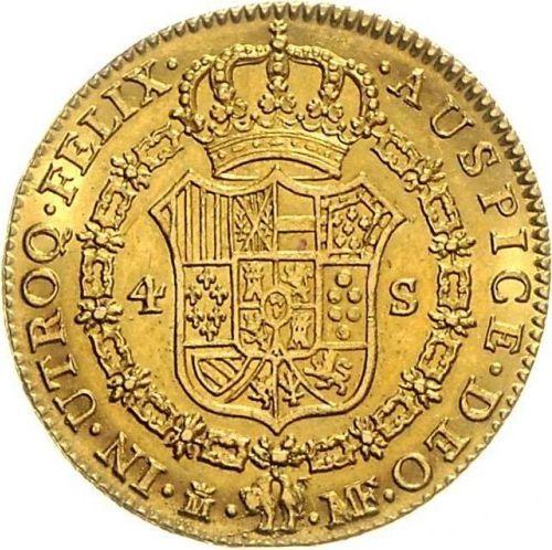 Реверс монеты - 4 эскудо 1795 года Mo FM - цена золотой монеты - Мексика, Карл IV