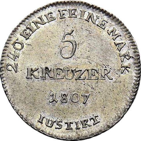 Реверс монеты - 5 крейцеров 1807 года - цена серебряной монеты - Гессен-Дармштадт, Людвиг I