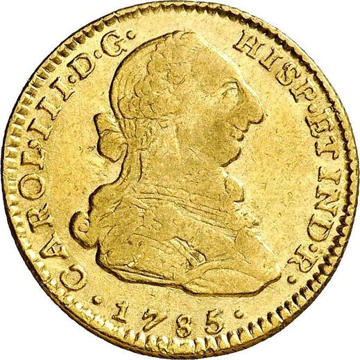Аверс монеты - 2 эскудо 1785 года NR JJ - цена золотой монеты - Колумбия, Карл III