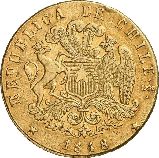 Anverso 8 escudos 1848 So JM - valor de la moneda de oro - Chile, República