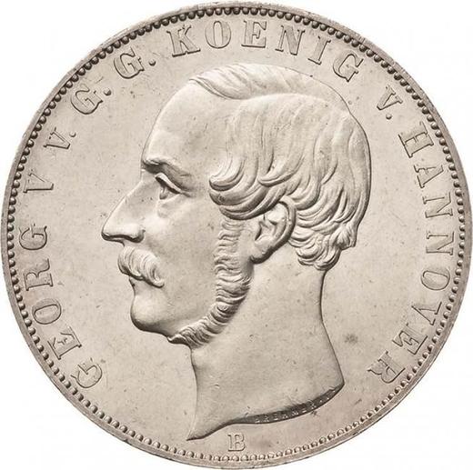 Аверс монеты - 2 талера 1854 года B - цена серебряной монеты - Ганновер, Георг V