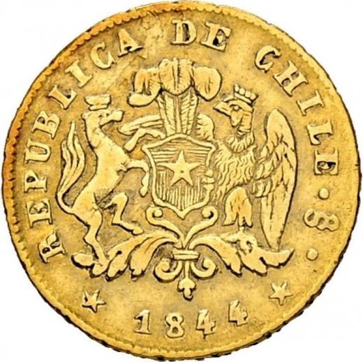 Аверс монеты - 1 эскудо 1844 года So IJ - цена золотой монеты - Чили, Республика