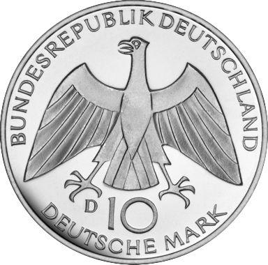 Rewers monety - 10 marek 1972 D "XX Letnie Igrzyska Olimpijskie" - cena srebrnej monety - Niemcy, RFN