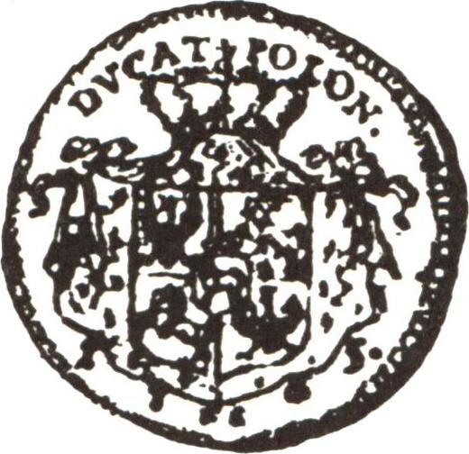Reverso Prueba Ducado 1765 FS "de corona" M en la manga - valor de la moneda de oro - Polonia, Estanislao II Poniatowski