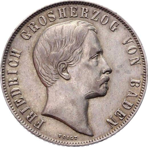 Аверс монеты - 1 гульден 1860 года "Тип 1856-1860" - цена серебряной монеты - Баден, Фридрих I