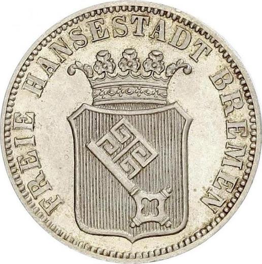 Avers 6 Grote 1861 - Silbermünze Wert - Bremen, Freie Hansestadt