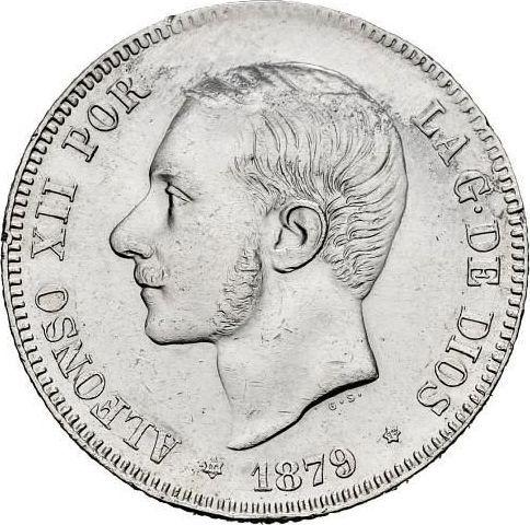 Awers monety - 2 pesety 1879 EMM - cena srebrnej monety - Hiszpania, Alfons XII