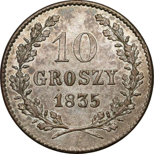 Реверс монеты - 10 грошей 1835 года "Краков" - цена серебряной монеты - Польша, Вольный город Краков