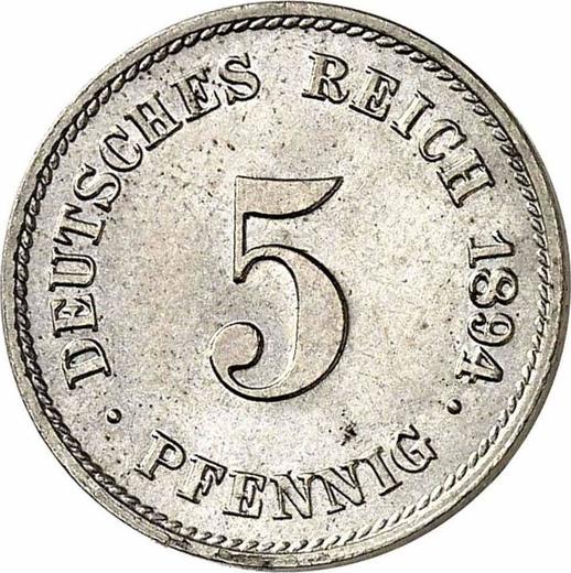 Anverso 5 Pfennige 1894 G "Tipo 1890-1915" - valor de la moneda  - Alemania, Imperio alemán
