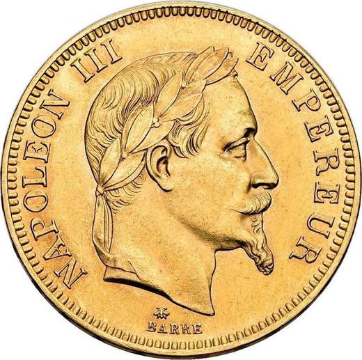 Аверс монеты - 100 франков 1867 года A "Тип 1862-1870" Париж - цена золотой монеты - Франция, Наполеон III
