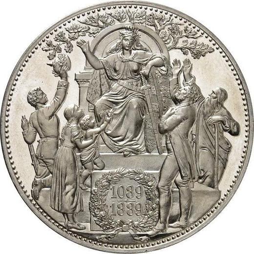 Reverso 5 marcos 1889 E "Sajonia" 800 aniversario de La casa de Wettin Plata - valor de la moneda de plata - Alemania, Imperio alemán