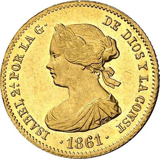 Аверс монеты - 40 реалов 1861 года "Тип 1861-1863" - цена золотой монеты - Испания, Изабелла II