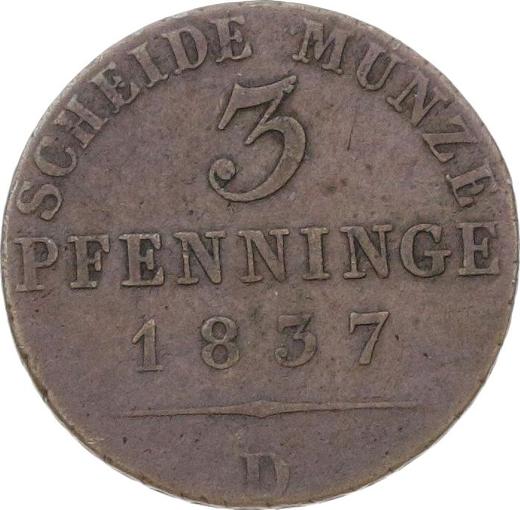 Reverse 3 Pfennig 1837 D -  Coin Value - Prussia, Frederick William III