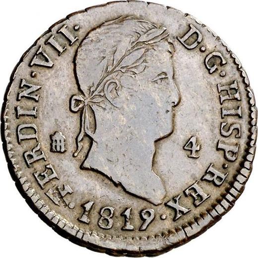 Anverso 4 maravedíes 1819 "Tipo 1816-1833" - valor de la moneda  - España, Fernando VII