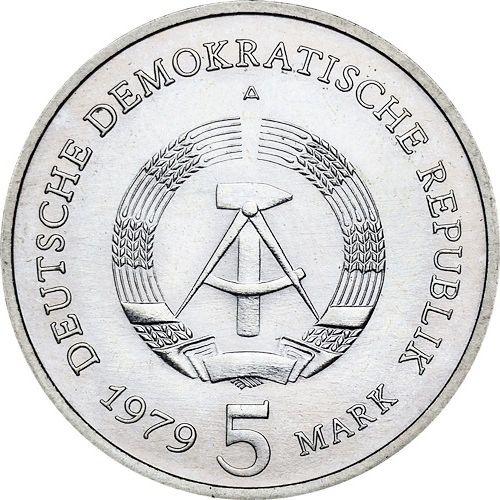 Reverse 5 Mark 1979 A "Brandenburg Gate" -  Coin Value - Germany, GDR