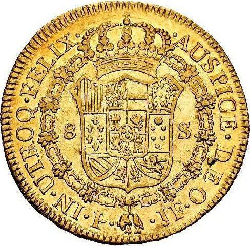 Reverso 8 escudos 1804 P JF - valor de la moneda de oro - Colombia, Carlos IV