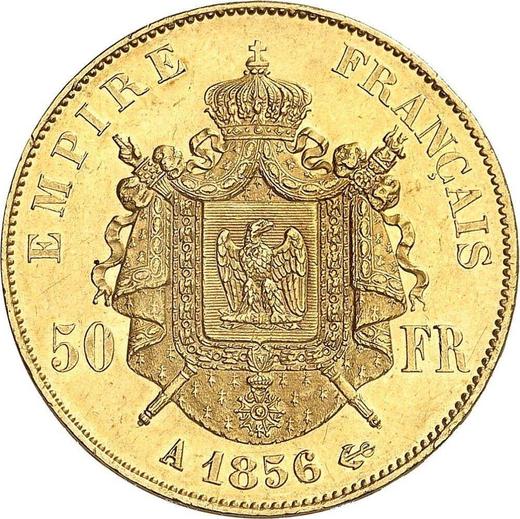 Reverso 50 francos 1856 A "Tipo 1855-1860" París - valor de la moneda de oro - Francia, Napoleón III Bonaparte