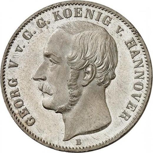 Аверс монеты - Талер 1852 года B - цена серебряной монеты - Ганновер, Георг V