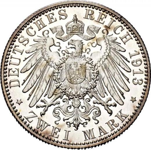 Reverso 2 marcos 1913 J "Hamburg" - valor de la moneda de plata - Alemania, Imperio alemán