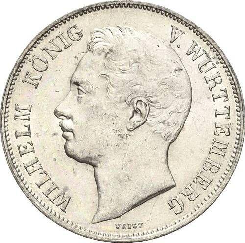 Аверс монеты - 1 гульден 1855 года - цена серебряной монеты - Вюртемберг, Вильгельм I