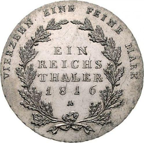 Reverso Tálero 1816 A "Tipo 1809-1816" - valor de la moneda de plata - Prusia, Federico Guillermo III