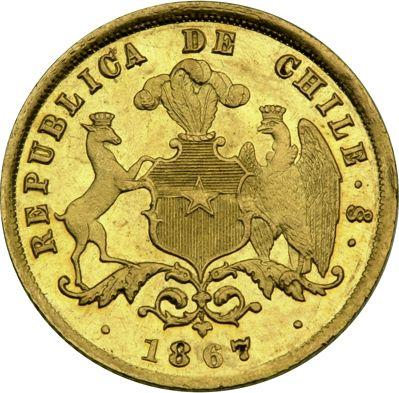 Awers monety - 2 peso 1867 So - cena złotej monety - Chile, Republika (Po denominacji)