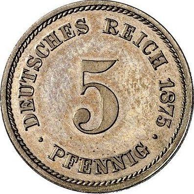 Anverso 5 Pfennige 1875 A "Tipo 1874-1889" - valor de la moneda  - Alemania, Imperio alemán