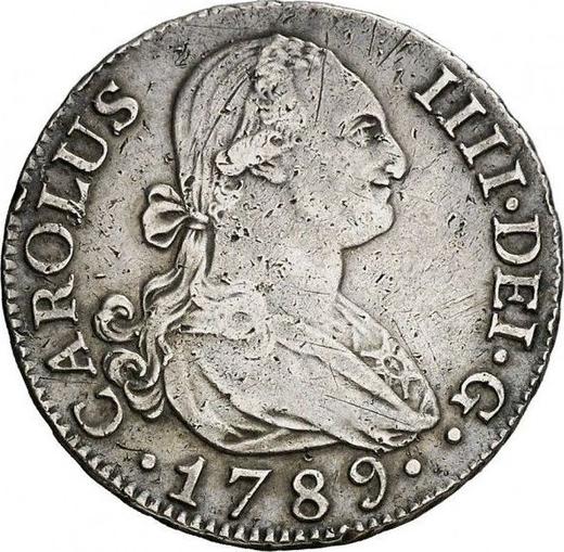 Аверс монеты - 2 реала 1789 года M MF - цена серебряной монеты - Испания, Карл IV