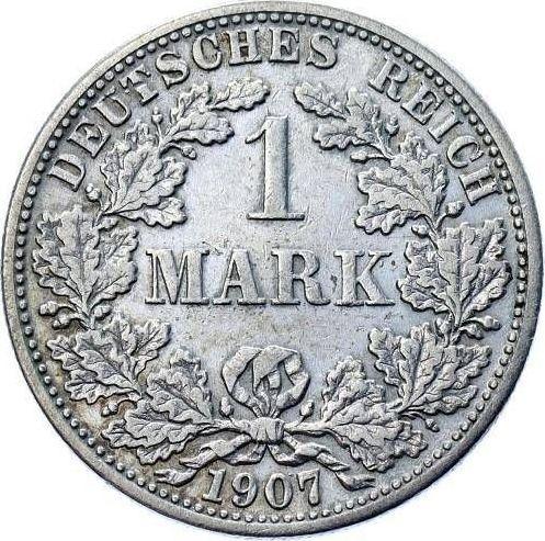 Аверс монеты - 1 марка 1907 года F "Тип 1891-1916" - цена серебряной монеты - Германия, Германская Империя