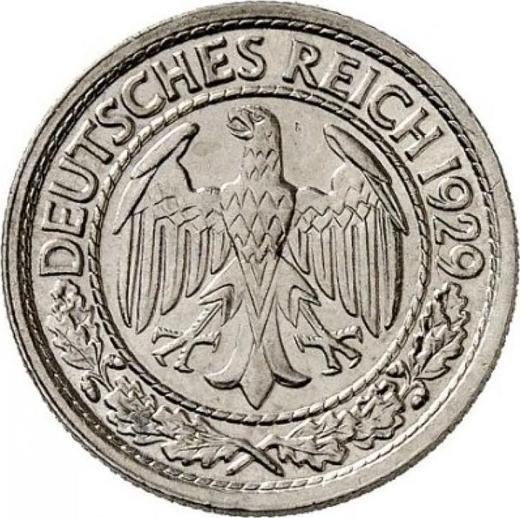 Аверс монеты - 50 рейхспфеннигов 1929 года F - цена  монеты - Германия, Bеймарская республика
